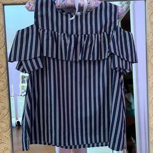 Cold shoulder striped top